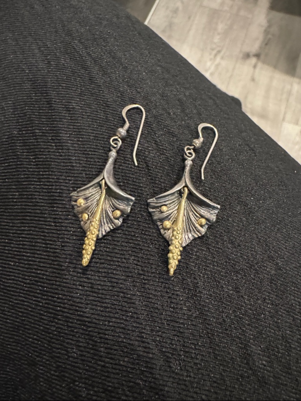 Silver & Gold-Tone Leaf Drop Earrings